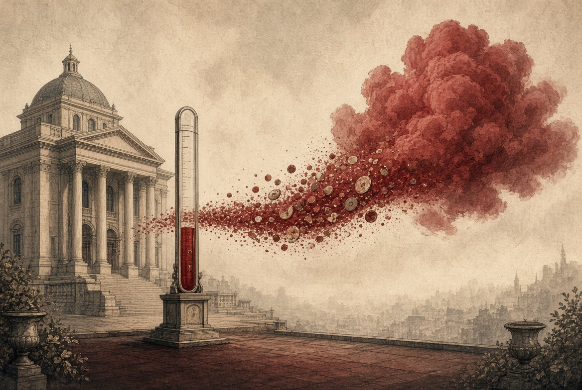 Illustration of knowledge and cost flowing from a business into a distant cloud