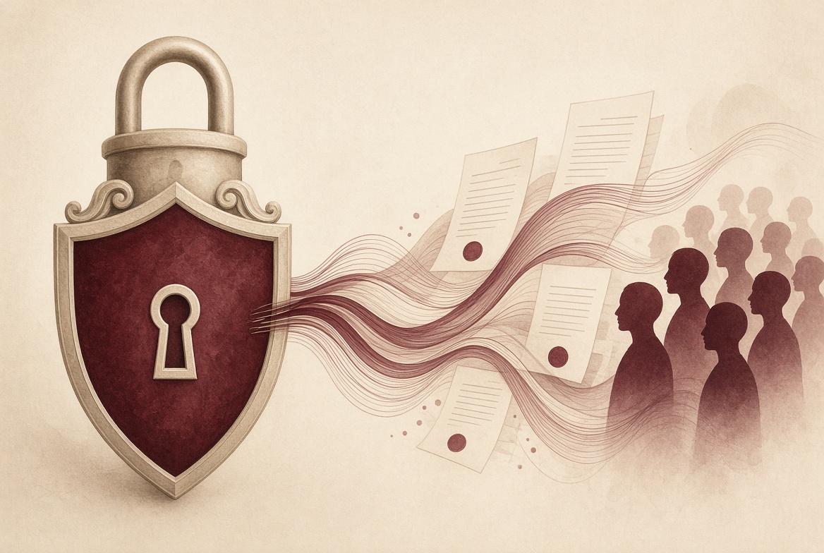 Shield and lock protecting sensitive information and customer data
